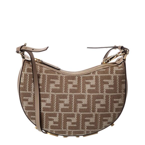 FENDI Handbags - Fendi Fendigraphy Mini Ff Jacquard & Leather Hobo Bag, Grey